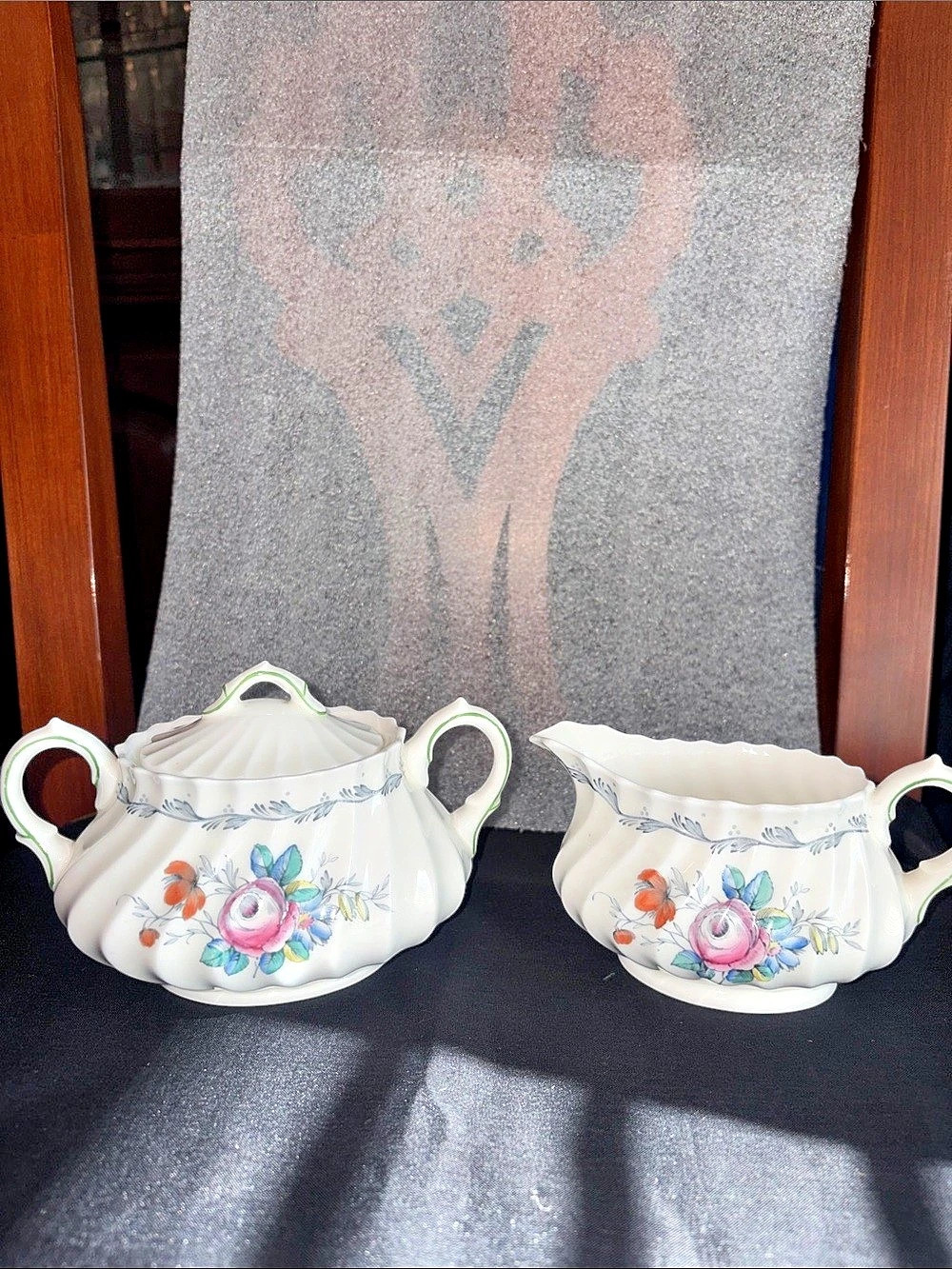 Royal Doulton Chelsea Rose Cream and Sugar Set in White & Multifloral